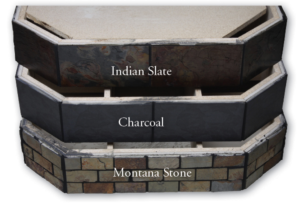 Indian Slate, Charcoal, and Montana Stone Pedestals